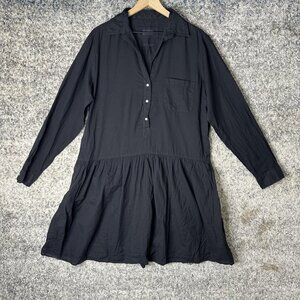 Grayson Changemaker Dress Womens Medium Black Long Sleeve Shirtdress Cotton